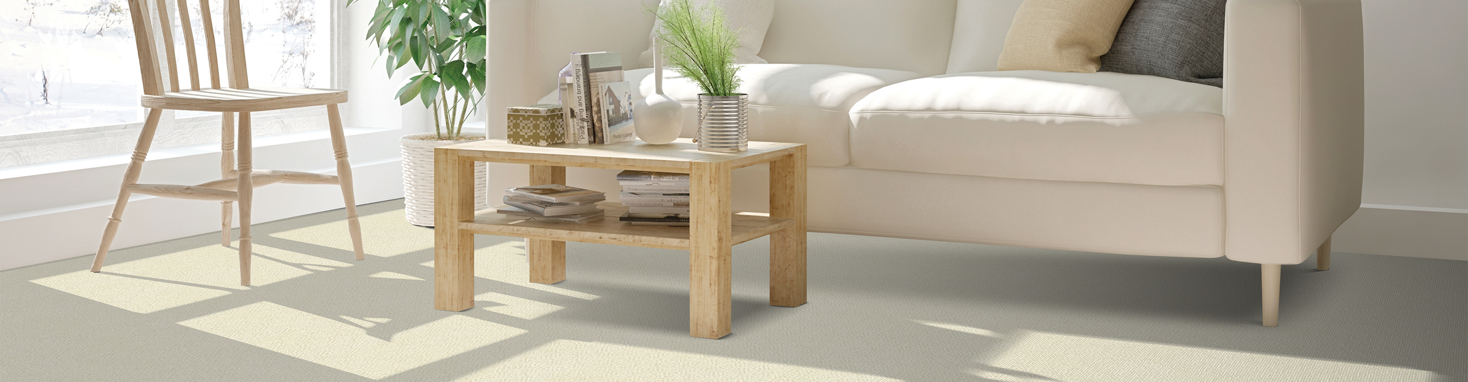 white carpet in living room with light coloured couch